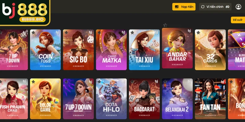 Toàn cảnh sảnh GAME BÀI BJ888